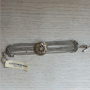 Lucky Brand Silver Bracelet with Gold Accent